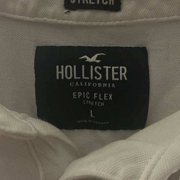 Preowned Hollister Men’s White and Navy Colorblock Polo Size Small . - Picture 3 of 10